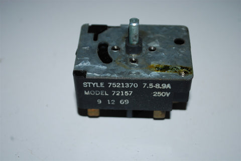 Range Oven Burner Switch 7521370 Mod 72157  Rated at 7.5-8.9A