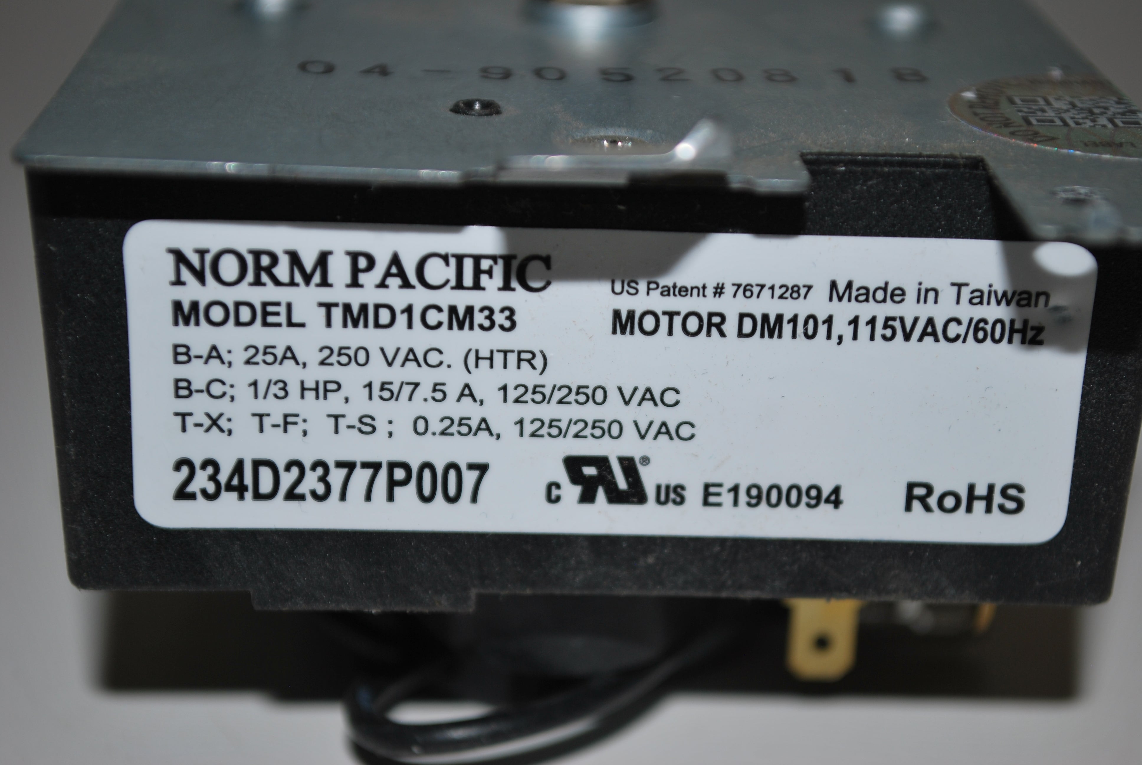 Genuine OEM General Electric GE Dryer Timer 234D2377P007
