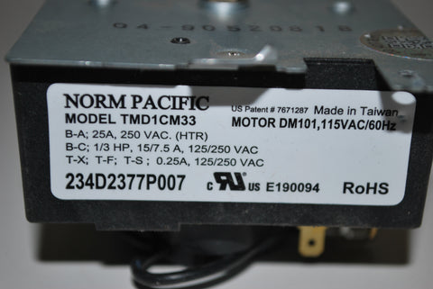 Genuine OEM General Electric GE Dryer Timer 234D2377P007